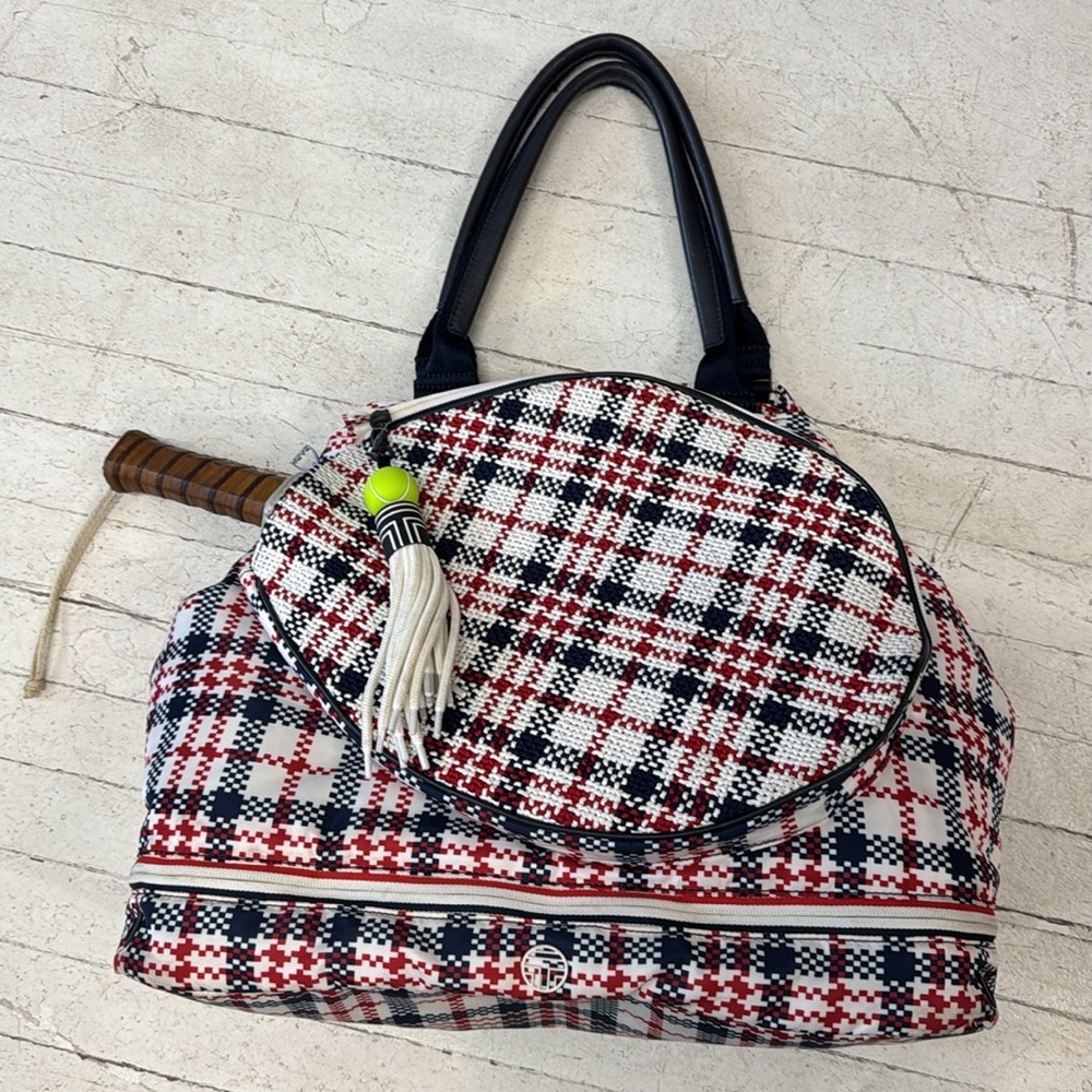 🎾 Tory Burch Plaid Tennis Gym Sport Bag